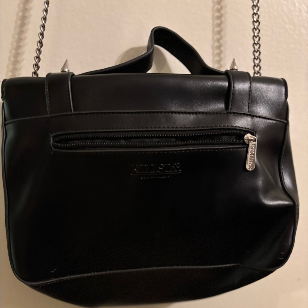 Killstar faux Leather Handbag with Silver Crescent - Picture 3 of 3